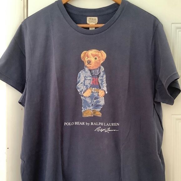 NWT Polo RALPH LAUREN BEAR DENIM BLUE T-SHIRT SHORT SLEEVES SIZE US XXL … - Picture 1 of 13